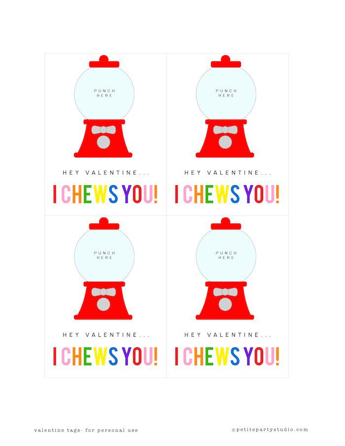 Printable Valentine's Day Gumball Cards I 