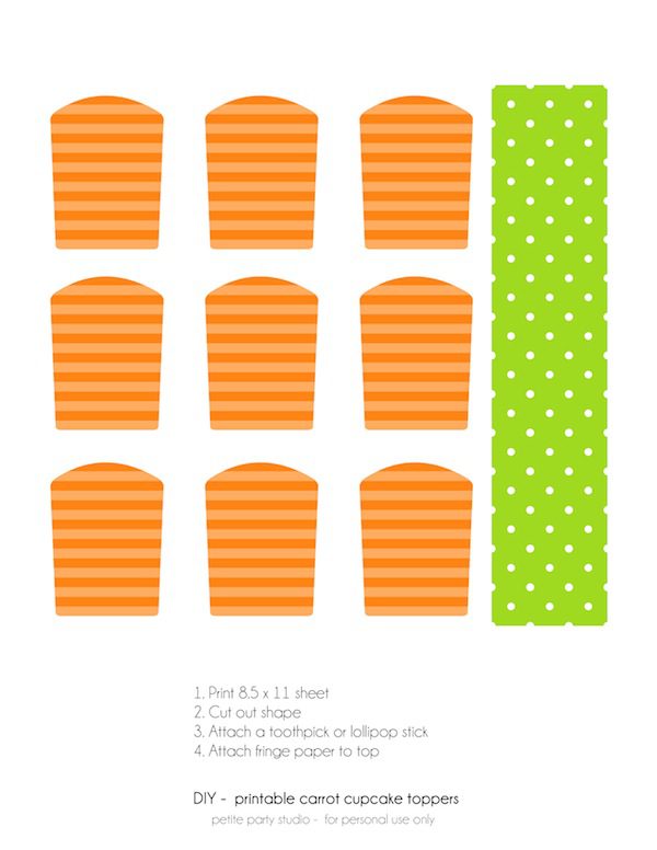 Carrot Cupcake Toppers
