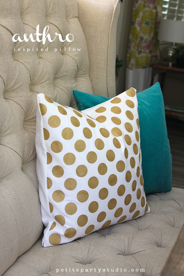 Anthropologie inspired pillow gold dot