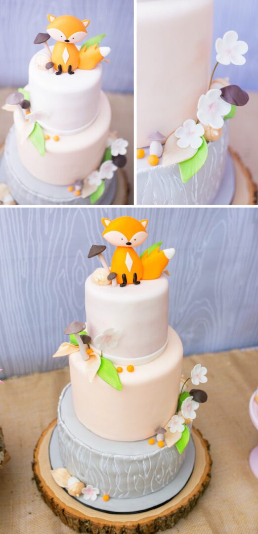 Fox Baby Shower Cake