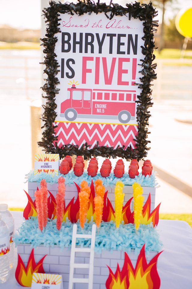 firetruck birthday by petite party studio dessert table