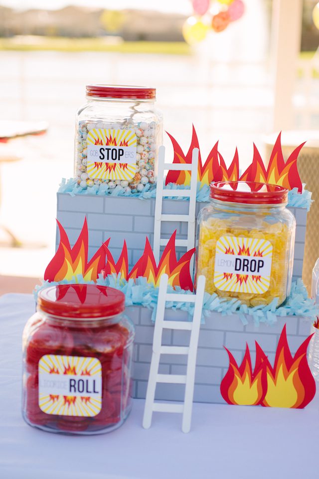 firetruck party candy bar ideas by petite party studio