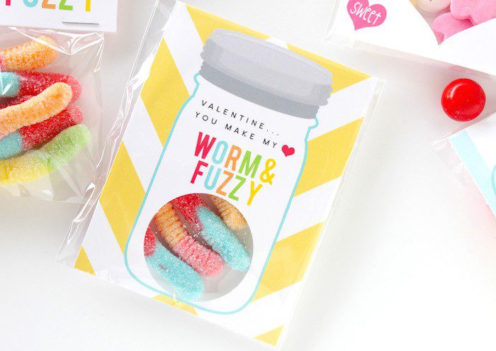 Worm & Fuzzy Valentine Printable Petite Party Studio