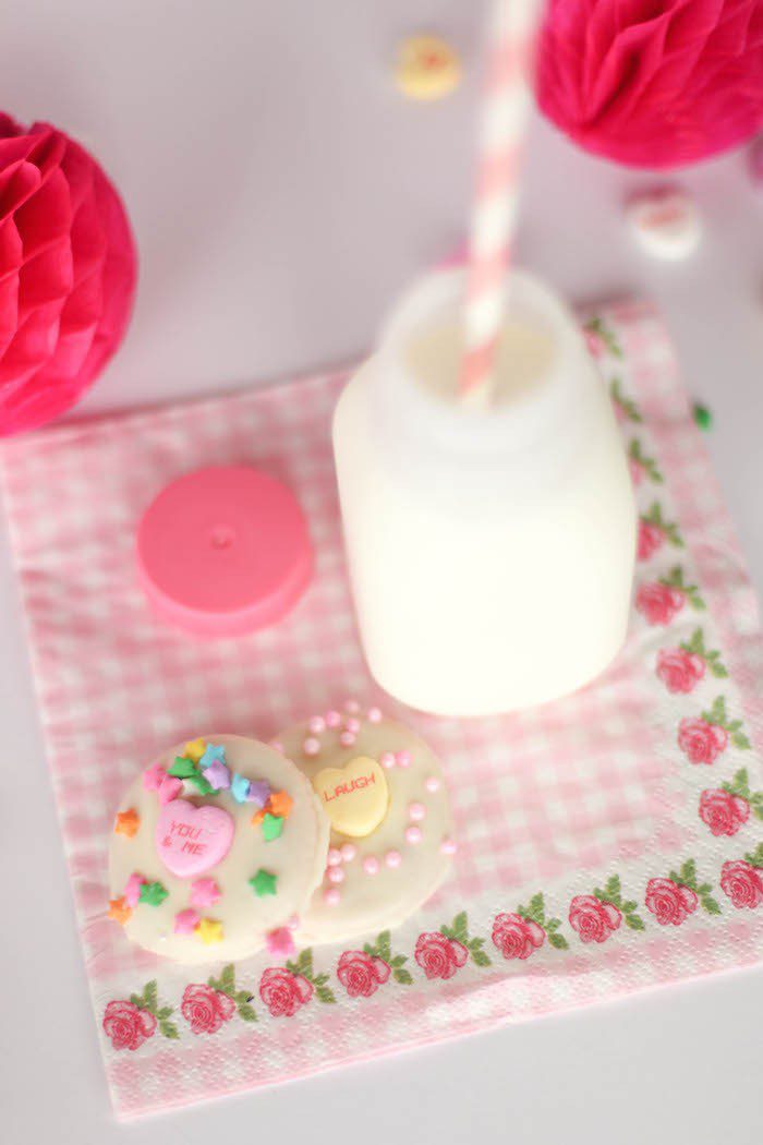 Ritz cracker cookie with conversation heart