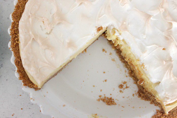 key lime pie topped with meringue 