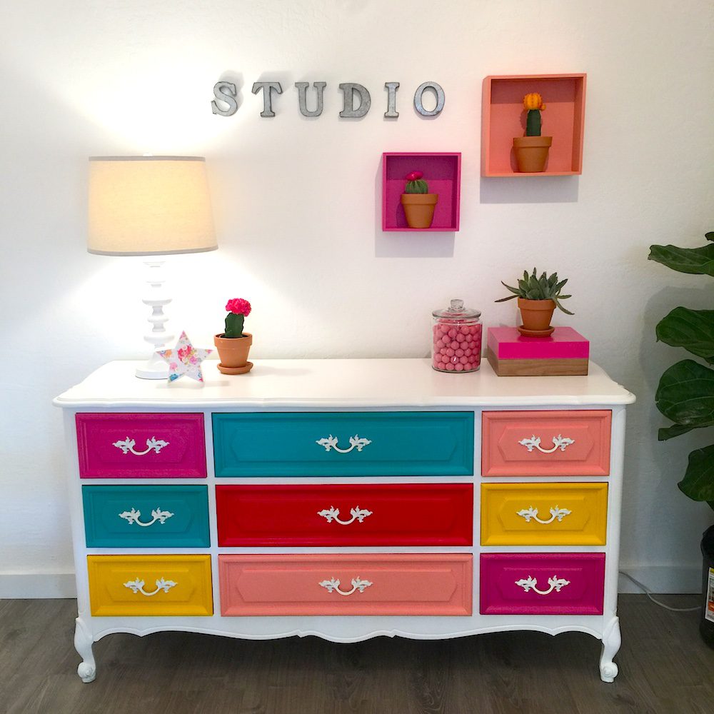 Bright Colored Painted Dresser Rebecca Propes Design Diy