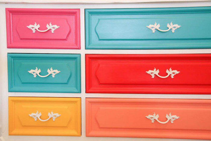 DIY Painted dresser Colorful