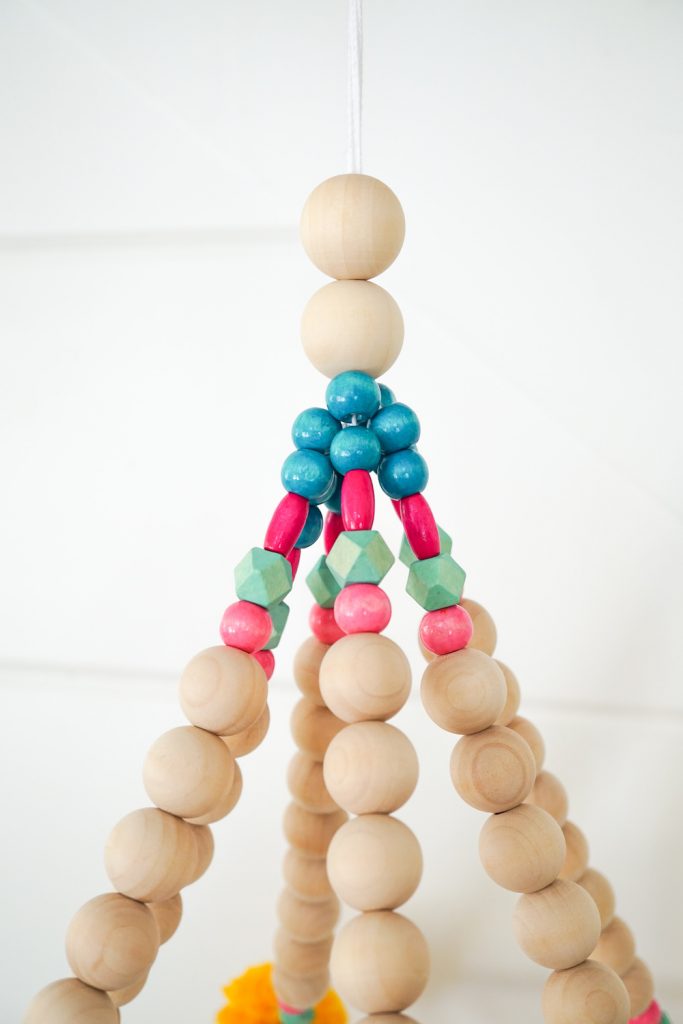 DIY Pom Pom Beaded Chandelier 11