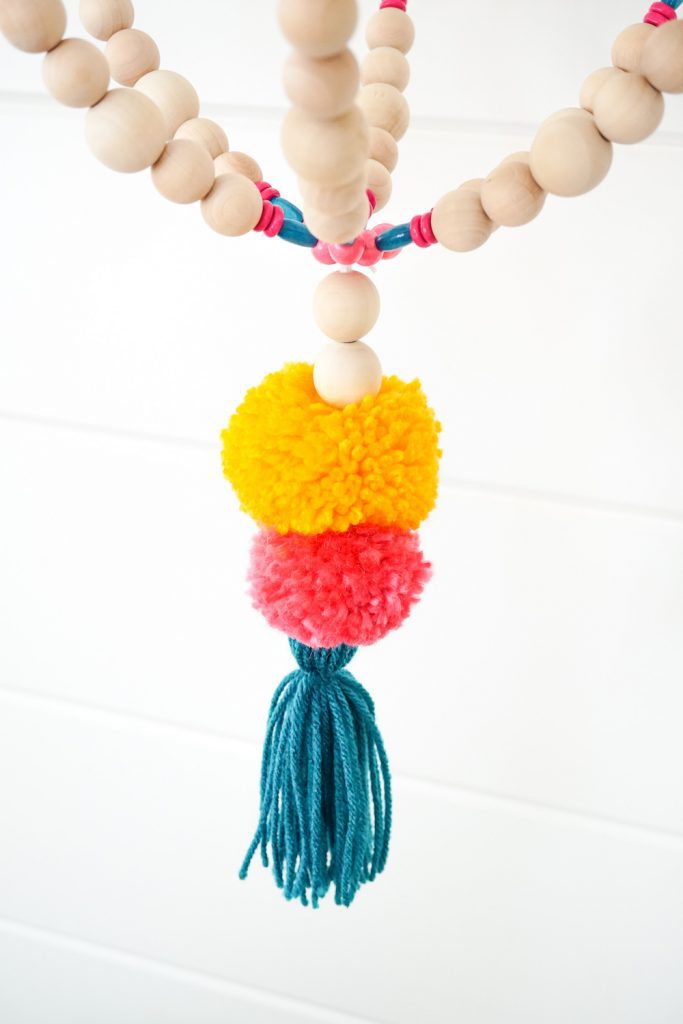 DIY Pom Pom Beaded Chandelier 16