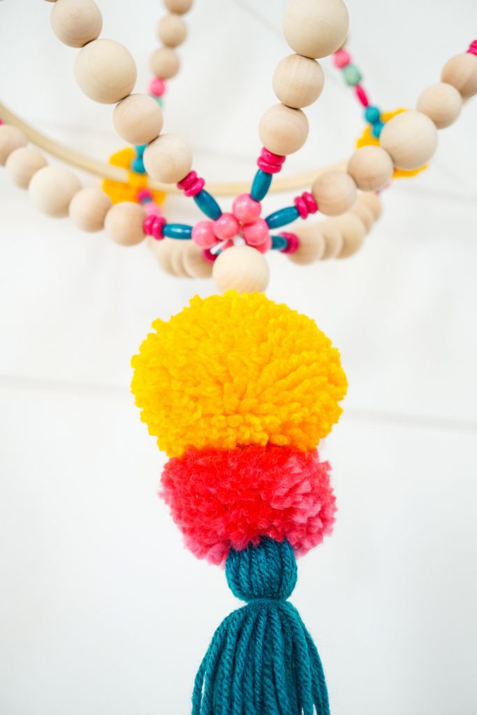 DIY Pom Pom Beaded Chandelier 27