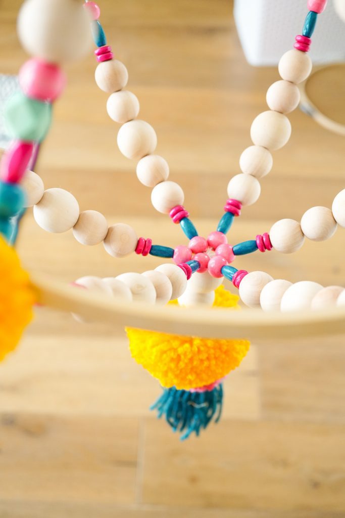 DIY Pom Pom Beaded Chandelier 6
