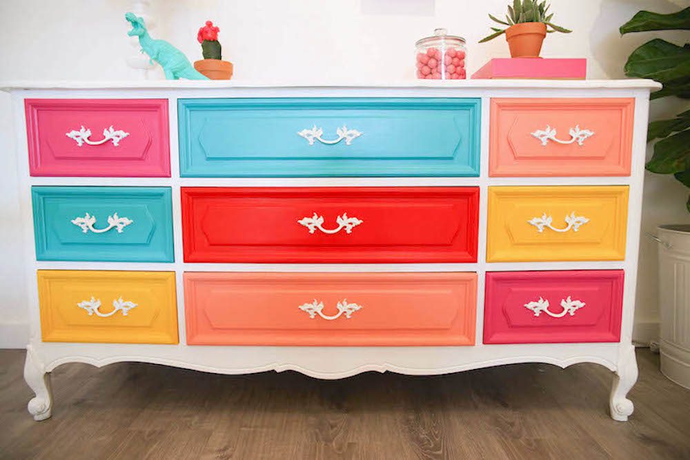Colorful Painted Dresser DIY
